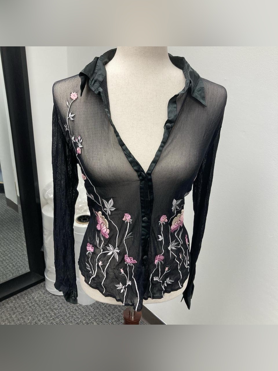 Vintage Vivienne Tam 90s Sheer Whimsygoth Fairycore Floral Blouse